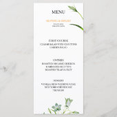 Elegante Bloemen Olijfgroen Trouwmenu Menu (Voorkant)