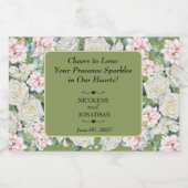 Elegante Bloemen Omarm Trouwmini Sparkling Wijnetiket (Enkel label)