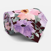 Elegante Bloemen op Bourgondische Waterverf bruilo Stropdas (Opgerold)