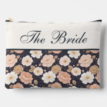 Elegante Bloemen op Donker Marine Bruids Make-upta