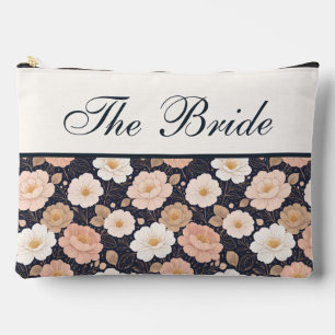 Elegante Bloemen op Donker Marine Bruids Make-upta Etui