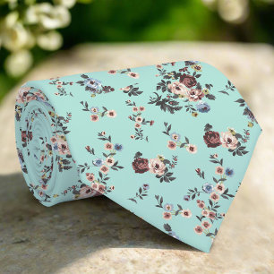 Elegante bloemen op lichtblauwe achtergrond bruilo stropdas