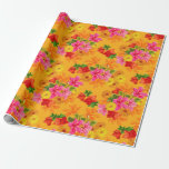 Elegante Bloemen op Oranje Cadeaupapier<br><div class="desc">Bloemboeketten oranje inpakpapier voor bruidsfeesten,  bruiloften,  verjaardagen of elke speciale gelegenheid.</div>
