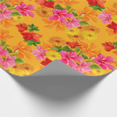 Elegante Bloemen op Oranje Cadeaupapier (Hoek)