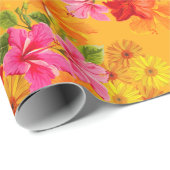 Elegante Bloemen op Oranje Cadeaupapier (Rol Hoek)