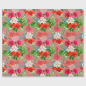Elegante Bloemen op Roze Cadeaupapier (Vlak)