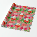 Elegante Bloemen op Roze Cadeaupapier<br><div class="desc">Bloemboeketten op roze inpakpapier voor bruidsmeisjesfeestjes,  bruiloften,  verjaardagen of elke speciale gelegenheid.</div>