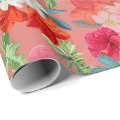 Elegante Bloemen op Roze Cadeaupapier (Rol Hoek)
