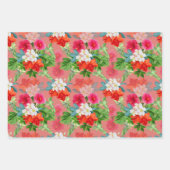 Elegante Bloemen op Roze Inpakpapier Vel (Voorkant 2)