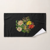 Elegante  Bloemen op Zwart Bad Handdoek (Handdoek)