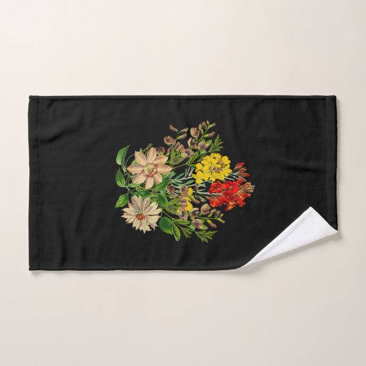 Elegante Bloemen op Zwart Bad Handdoek (Handdoek)
