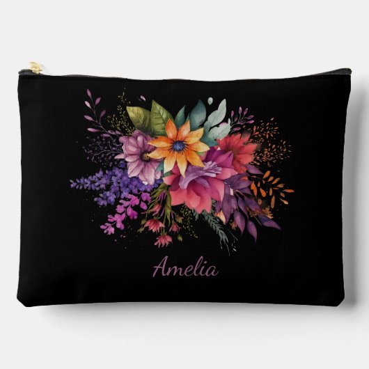 Elegante bloemen op zwart etui (Voorkant)