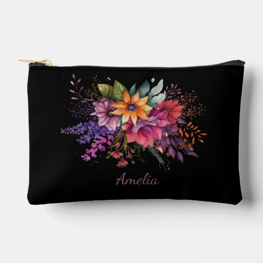 Elegante bloemen op zwart etui (Voorkant)