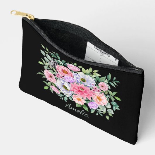 Elegante bloemen op zwart etui (Open)