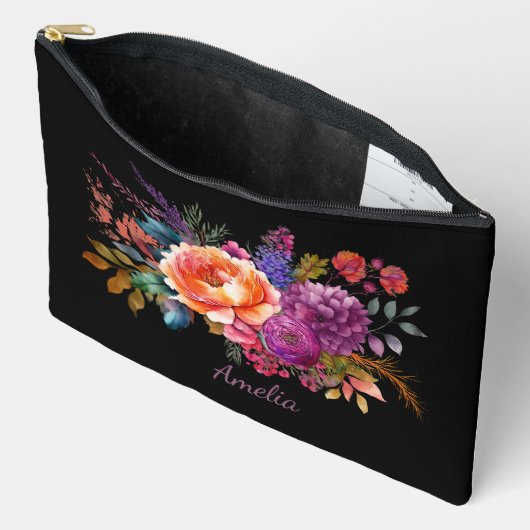 Elegante bloemen op zwart etui (Open)