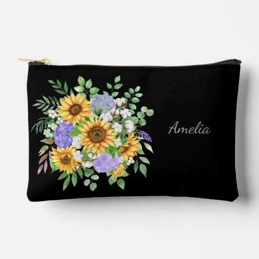 Elegante bloemen op zwart etui (Voorkant)