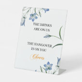 Elegante Bloemen Open Bar bruiloft receptie Reclamebord Met Voetstuk (Voorkant)