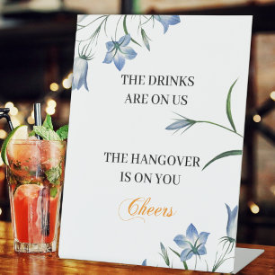 Elegante Bloemen Open Bar bruiloft receptie Reclamebord Met Voetstuk