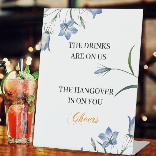 Elegante Bloemen Open Bar bruiloft receptie Reclamebord Met Voetstuk