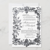 Elegante Bloemen Ornament Moslim bruiloft Nikah Kaart (Voorkant)