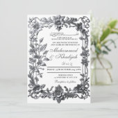 Elegante Bloemen Ornament Moslim bruiloft Nikah Kaart (Staand voorkant)