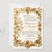 Elegante Bloemen Ornament Moslim bruiloft Nikah Kaart (Voorkant)