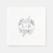 Elegante Bloemen Paar Monogram Huwelijk Servet (Voorkant)