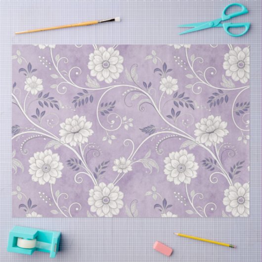 Elegante Bloemen Paarse Decoupage Art Tissuepapier (Craft)