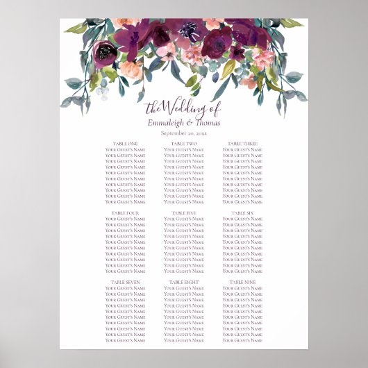 Elegante bloemen | Paarse Roze Garland Zitkaart Poster (Voorkant)