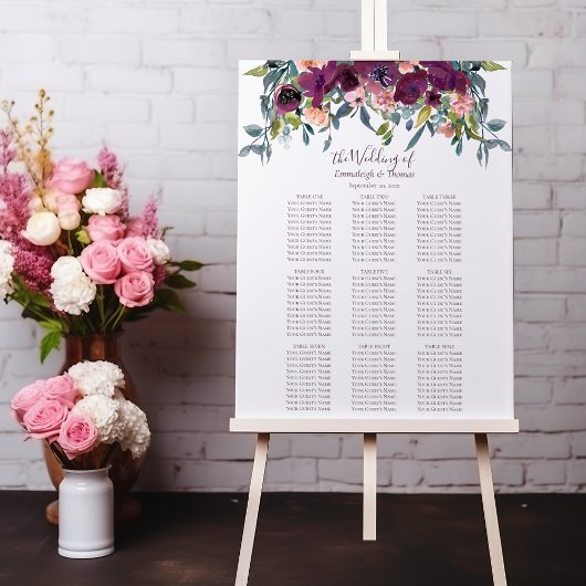 Elegante bloemen | Paarse Roze Garland Zitkaart Poster