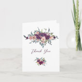 Elegante Bloemen | Paarse Slagroom Bruiloft Bedankkaart (Voorkant)