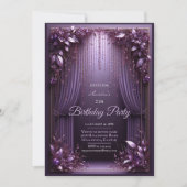 Elegante Bloemen Paarse Verjaardag Uitnodiging (Voorkant)