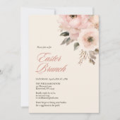 Elegante Bloemen Paasbrunch Kaart (Voorkant)