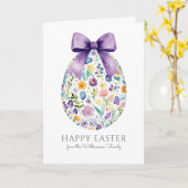 Elegante Bloemen Paasei met boog gepersonaliseerd Kaart (Gele Bloem)