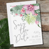 Elegante Bloemen Palm Bladeren Huwelijk Save The Date