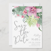 Elegante Bloemen Palm Bladeren Huwelijk Save The Date (Voorkant)