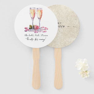 Elegante Bloemen, Parels en Prosecco Bruidsuitnodi Handwaaier