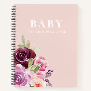 Elegante Bloemen & Pastel Roze Schoonheid Moeder W Notitieboek