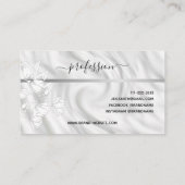 Elegante Bloemen Patroon Eenvoudig Zilver Grijs Visitekaartje (Achterkant)