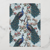 Elegante Bloemen Pauw bruiloft Folie Uitnodiging (Achterkant)