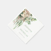 Elegante Bloemen Pioenrozen Bruiloft Servet (Hoek)