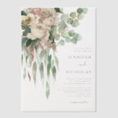 Elegante Bloemen Pioenrozen Bruiloft Vellum Uitnodigingen (Voorkant)