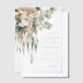 Elegante Bloemen Pioenrozen Bruiloft Vellum Uitnodigingen (Offset)