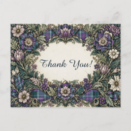 Elegante Bloemen Plaid Bedankt Briefkaart
