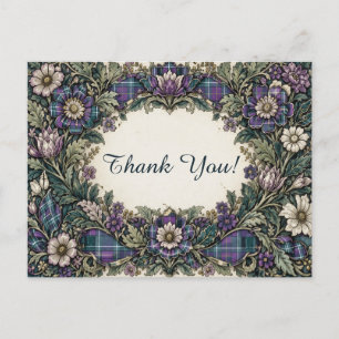 Elegante Bloemen Plaid Bedankt Briefkaart