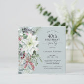 Elegante Bloemen Poinsettia 40 december Verjaardag Kaart (Staand voorkant)