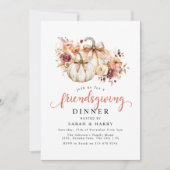 Elegante Bloemen & Pompoenen Vriendschapsdiner Kaart (Voorkant)