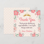 Elegante Bloemen Prinses Verjaardag Dankjewel Kaar Bedankkaart (Voorkant / Achterkant)