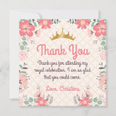 Elegante Bloemen Prinses Verjaardag Dankjewel Kaar Bedankkaart (Voorkant)