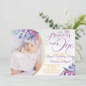 Elegante Bloemen Prinses Verjaardag Kaart (Staand voorkant)